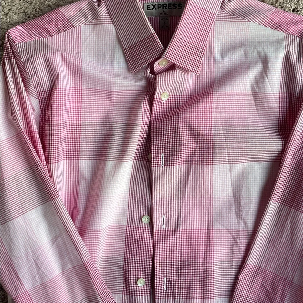 Express Pink and White Striped Men's Shirt - Picture 5 of 7